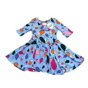 Dot Dot Smile Blue Colorful Hearts Ballerina Dress Girls Size 2T NEW NWT